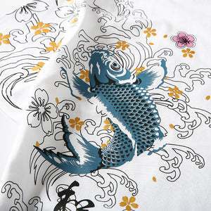 Floral Koi Carp Embroidered Summer T-shirt