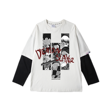 Load image into Gallery viewer, Demon SlayerBlack and White Tone Double-Sleeved T-shirt

