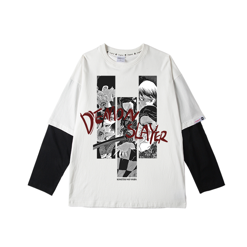 Demon SlayerBlack and White Tone Double-Sleeved T-shirt