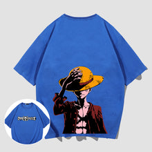Load image into Gallery viewer, One Piece Luffy Holding Straw Hat T-Shirt
