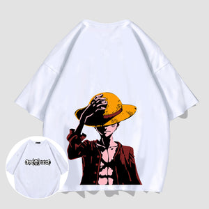 One Piece Luffy Holding Straw Hat T-Shirt