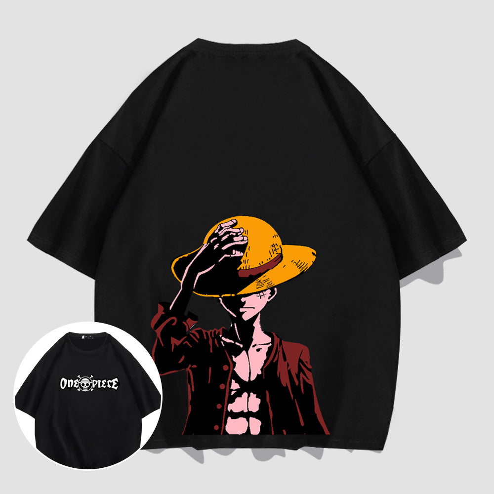 One Piece Luffy Holding Straw Hat T-Shirt