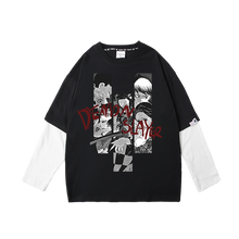 Load image into Gallery viewer, Demon SlayerBlack and White Tone Double-Sleeved T-shirt
