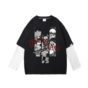 Demon SlayerBlack and White Tone Double-Sleeved T-shirt
