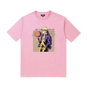 Kuso Naruto in Lakers with Basketball Graphic T-Shirt